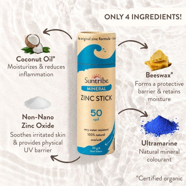2026 Suntribe Biologico Minerale Zinco Stick Solare Con SPF 50 STZS - Ocean Blue